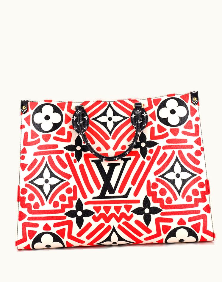 Louis Vuitton Louis Vuitton OnTheGo Tote Limited Edition Crafty Monogram Giant GM Coated Canvas Neutral Print Red