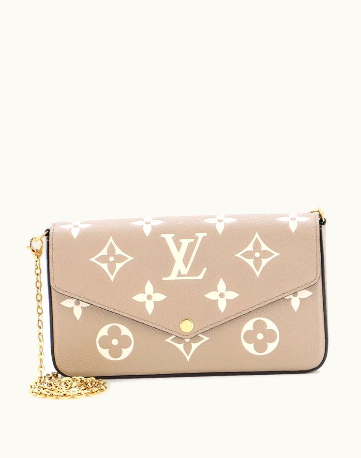 Louis Vuitton Louis Vuitton Felicie Pochette Bicolor Monogram Empreinte Giant Leather Crossbody Bag Beige Gold