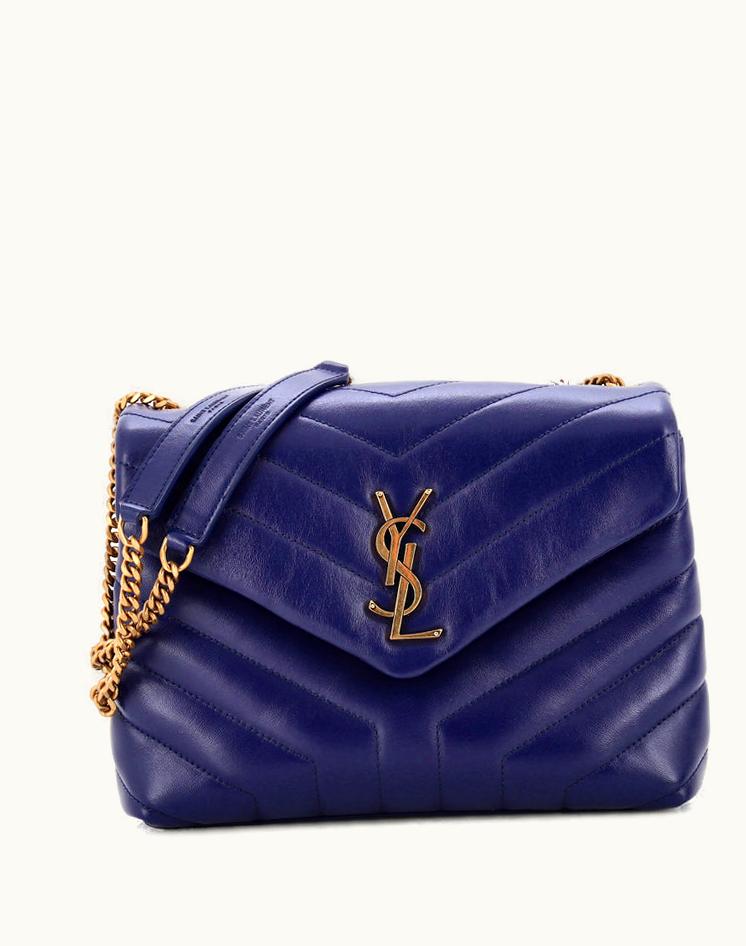Saint Laurent Saint Laurent Loulou Shoulder Bag Matelasse Chevron Leather Small Blue