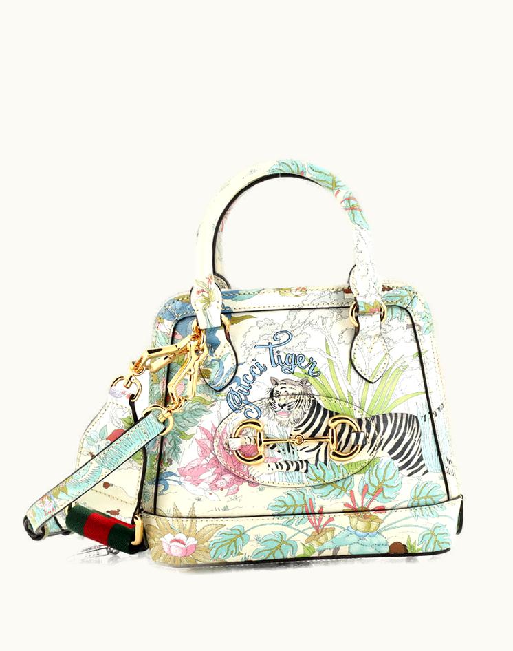 Gucci Gucci Tiger Horsebit 1955 Top Handle Bag Limited Edition Printed Leather Mini