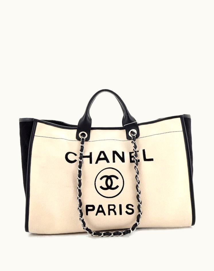 Chanel Chanel Deauville Tote Wool Felt Large Multicolor Silver