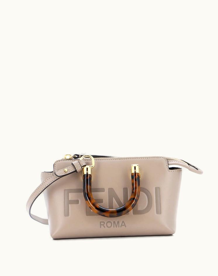 Fendi Fendi Logo By The Way Mini Top Handle Bag Embossed Leather Neutral