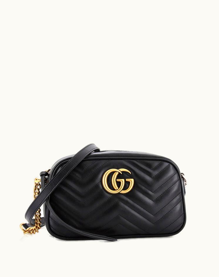 Gucci Gucci GG Marmont Small Shoulder Bag Matelasse Leather Black