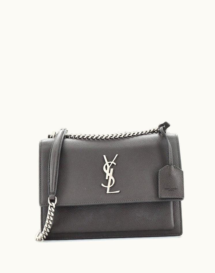 Saint Laurent Saint Laurent Sunset Crossbody Bag Medium Leather Gray