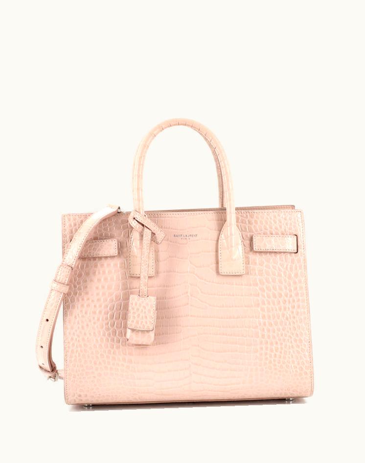 Saint Laurent Saint Laurent Sac De Jour NM Crocodile Embossed Leather Baby Bag Pink