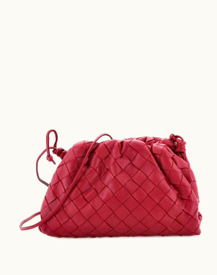 Bottega Veneta Bottega Veneta The Pouch Intrecciato Nappa Mini Designer Leather Clutch Purple