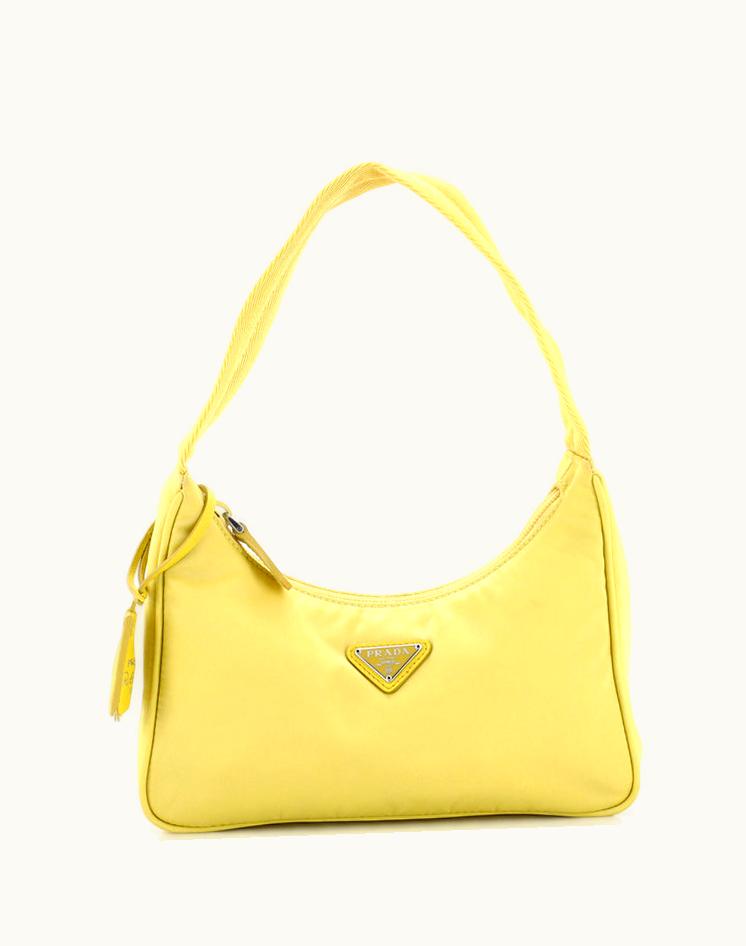 Prada Prada Re-Edition 2000 Hobo Tessuto Mini Nylon Yellow Silver