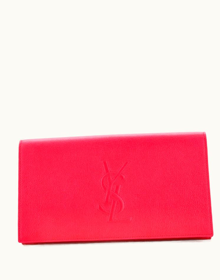 Saint Laurent Saint Laurent Belle De Jour Clutch Leather Large Pink & Black