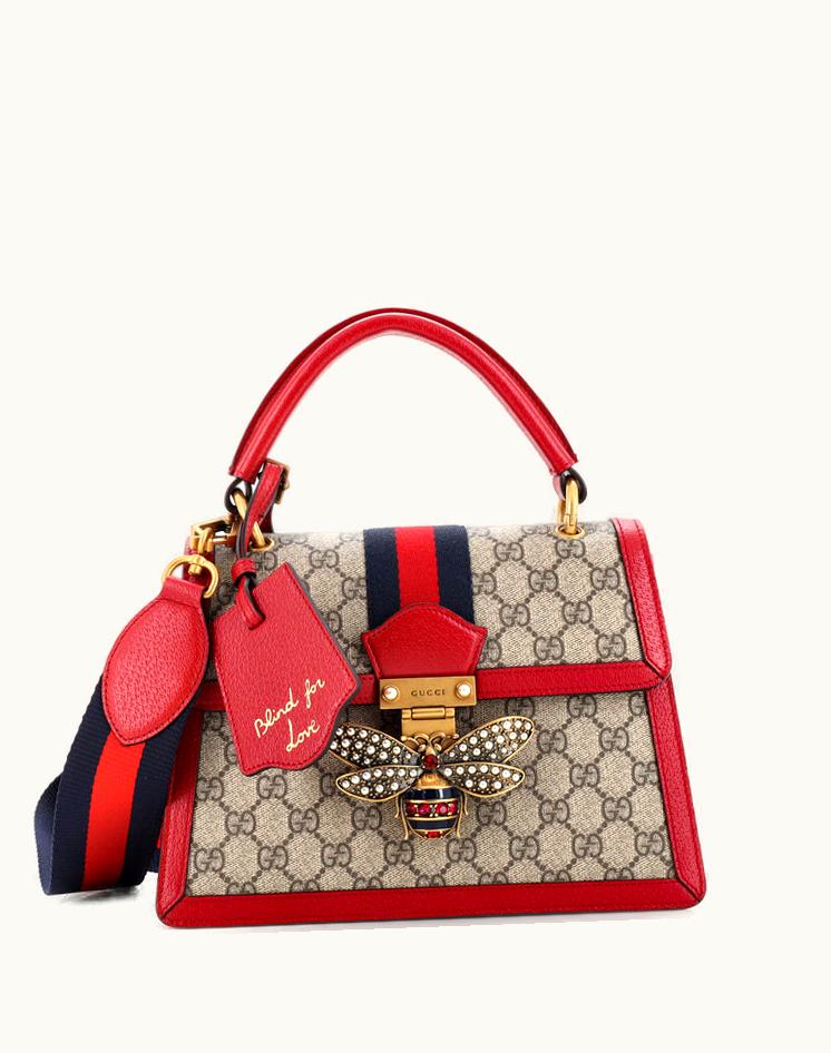 Gucci Gucci Queen Margaret Top Handle Bag GG Coated Canvas Small in Brown/Red