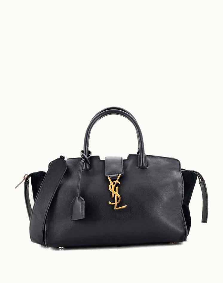 Saint Laurent Saint Laurent Monogram Cabas Downtown Leather Baby Tote Black