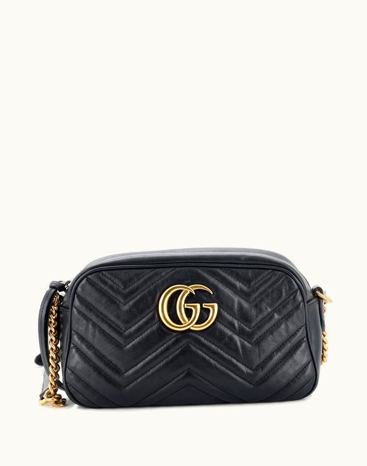 Gucci Gucci GG Marmont Shoulder Bag Matelasse Leather Small Velvet Black