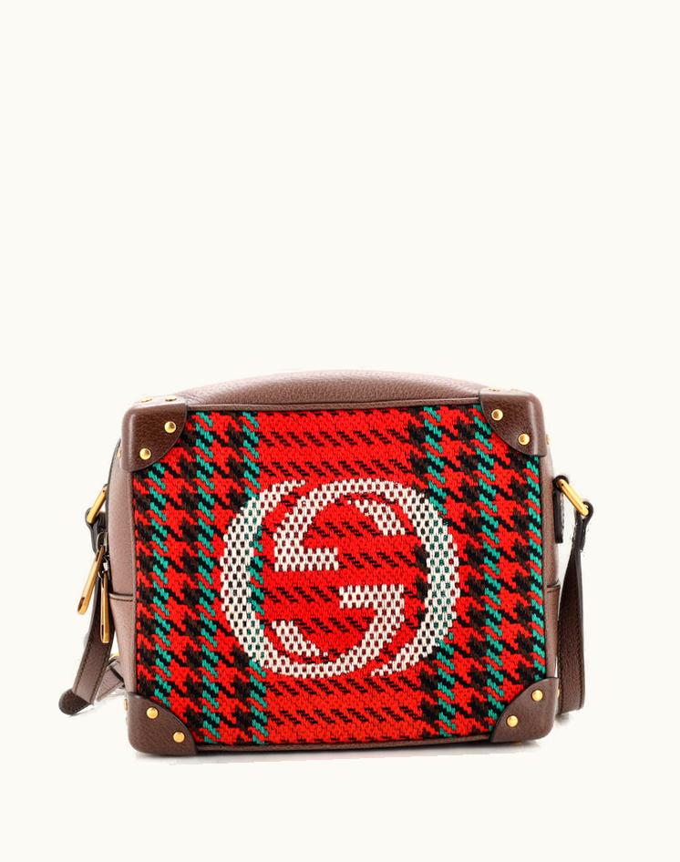 Gucci Gucci Trunk Shoulder Bag Houndstooth Tweed