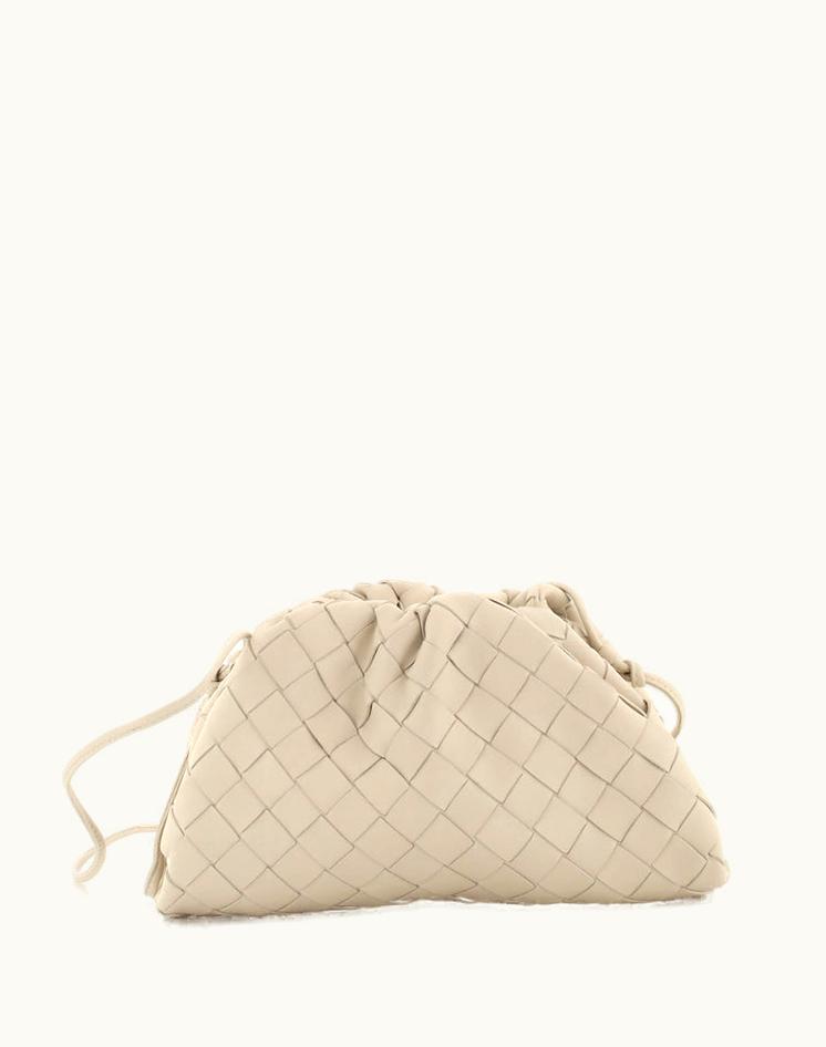 Bottega Veneta Bottega Veneta The Pouch Intrecciato Nappa Mini Leather Clutch Neutral