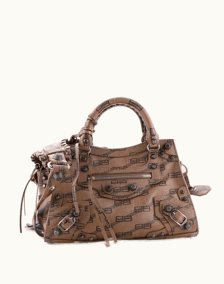 Balenciaga Balenciaga Neo Cagole City Bag BB Monogram Coated Canvas XS Brown Silver
