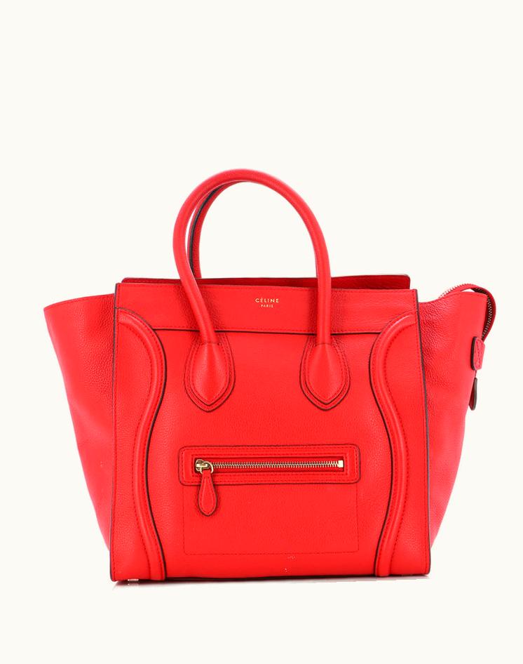 Celine Celine Luggage Bag Grainy Leather Mini Red