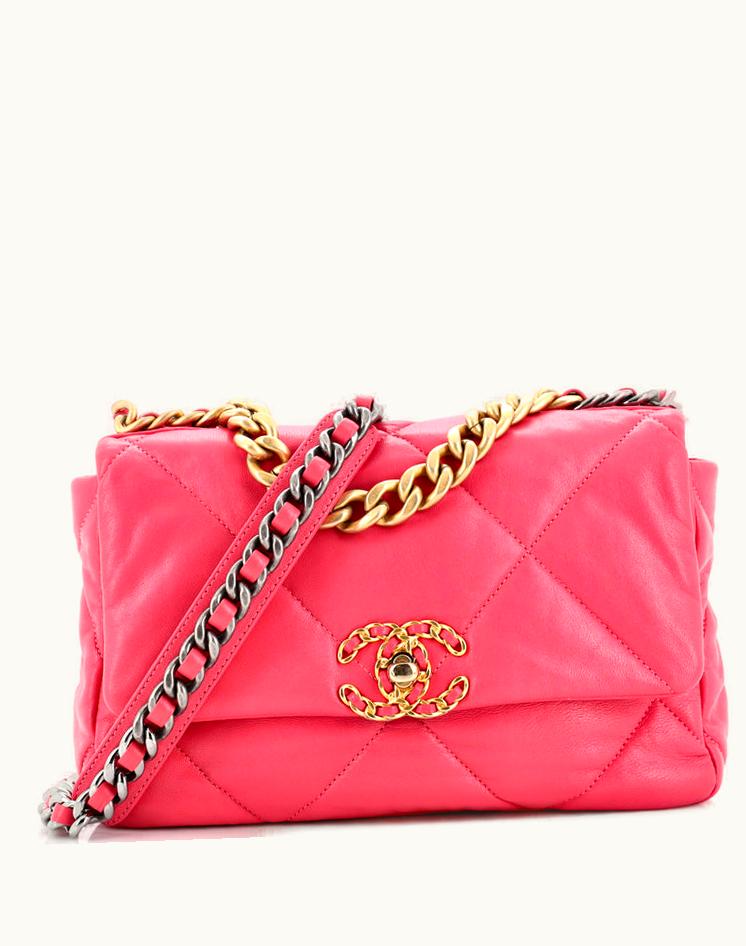 Chanel Chanel 19 Flap Bag Quilted Leather Medium Pink Gold