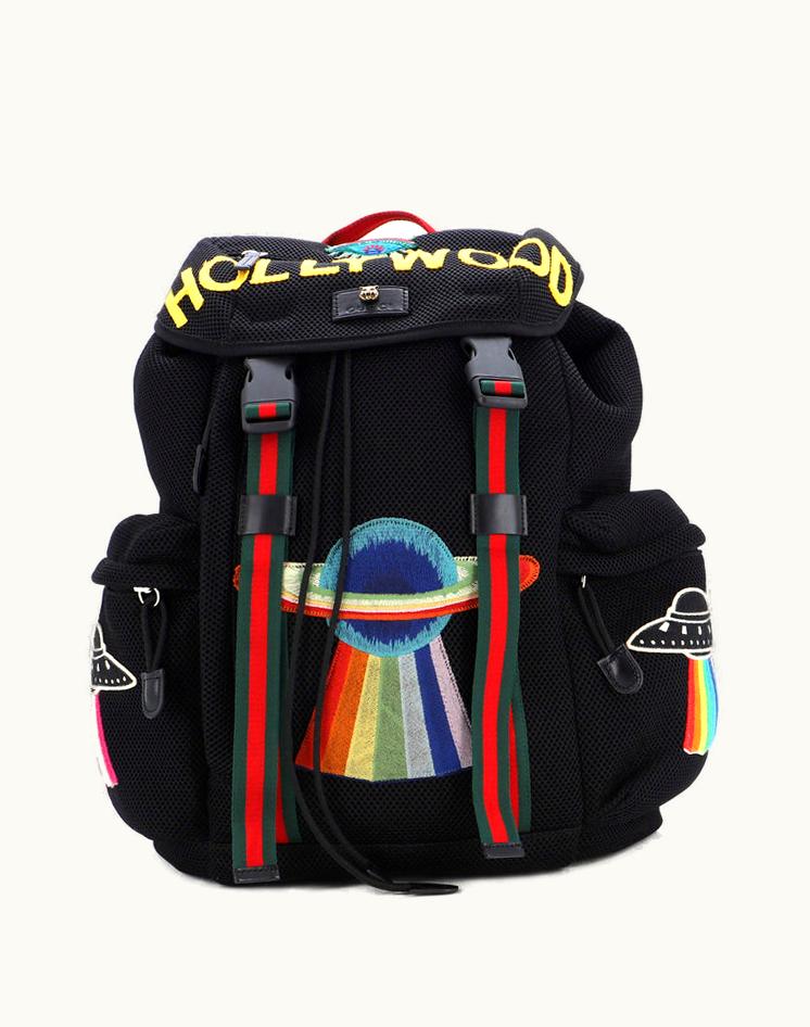 Gucci Gucci Techpack Backpack Embroidered Techno Canvas Black Silver