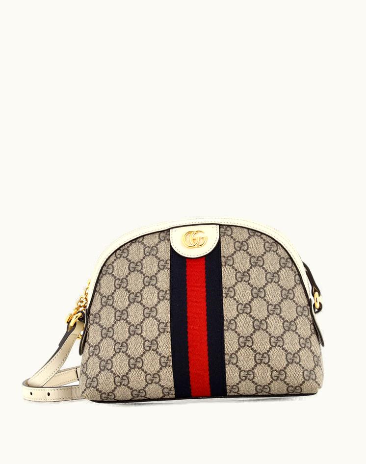 Gucci Gucci Ophidia Dome Shoulder Bag GG Coated Canvas Small Brown
