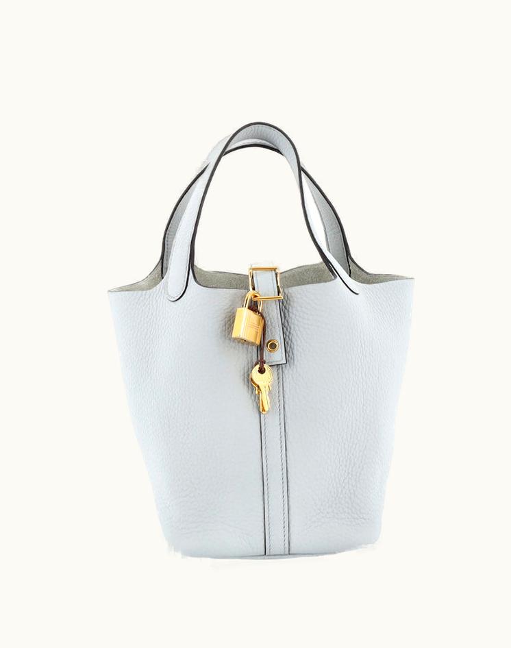 Hermès Hermès Picotin Lock Bag Clemence PM Leather Blue Gold