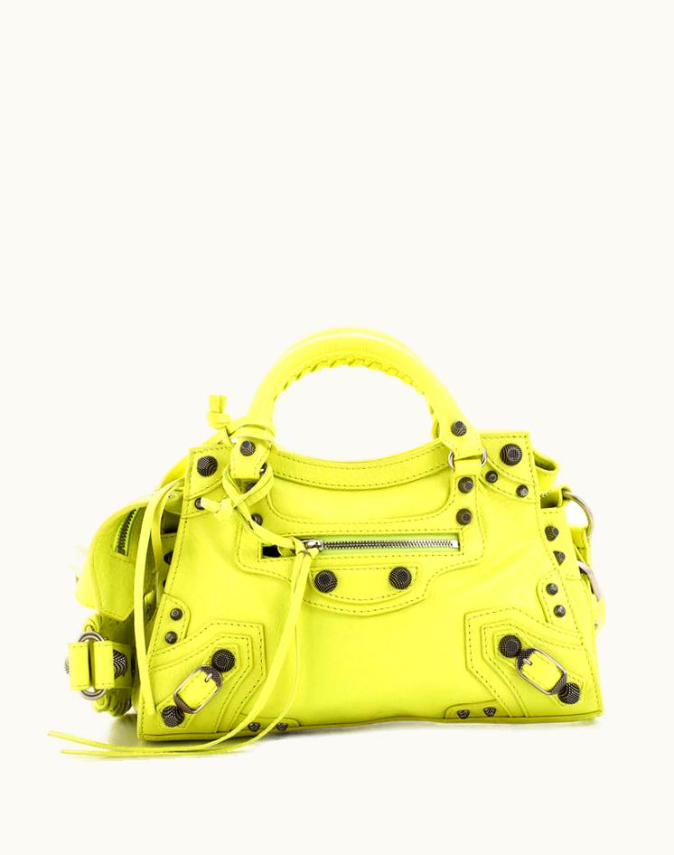 Balenciaga Balenciaga Neo Cagole City Bag Leather XS Yellow Aged Silver