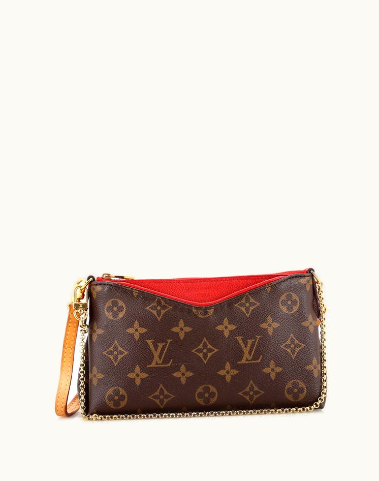 Louis Vuitton Louis Vuitton Pallas Clutch Monogram Canvas Coated Canvas Brown/Red-Gold