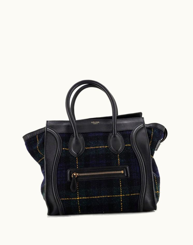 Celine Celine Multicolor Luggage Bag Tartan Tweed With Leather Mini