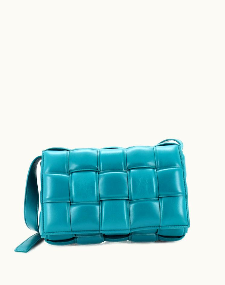 Bottega Veneta Bottega Veneta Cassette Crossbody Bag Padded Maxi Intrecciato Leather in Blue Gold