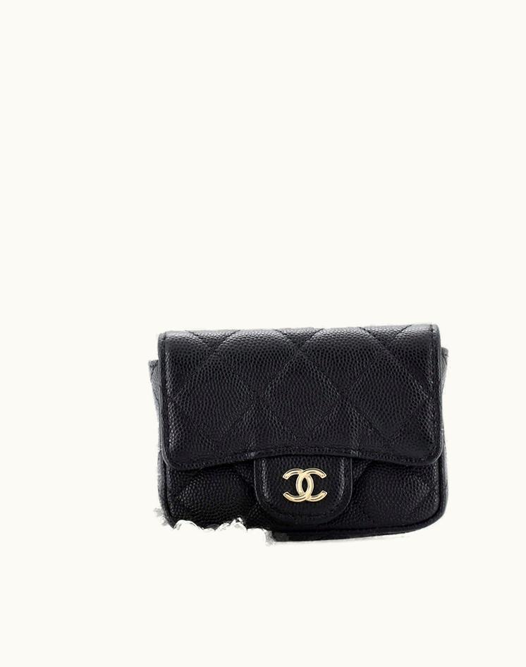 Chanel Chanel Classic Flap Chain Belt Bag Quilted Caviar Mini Black Red Gold