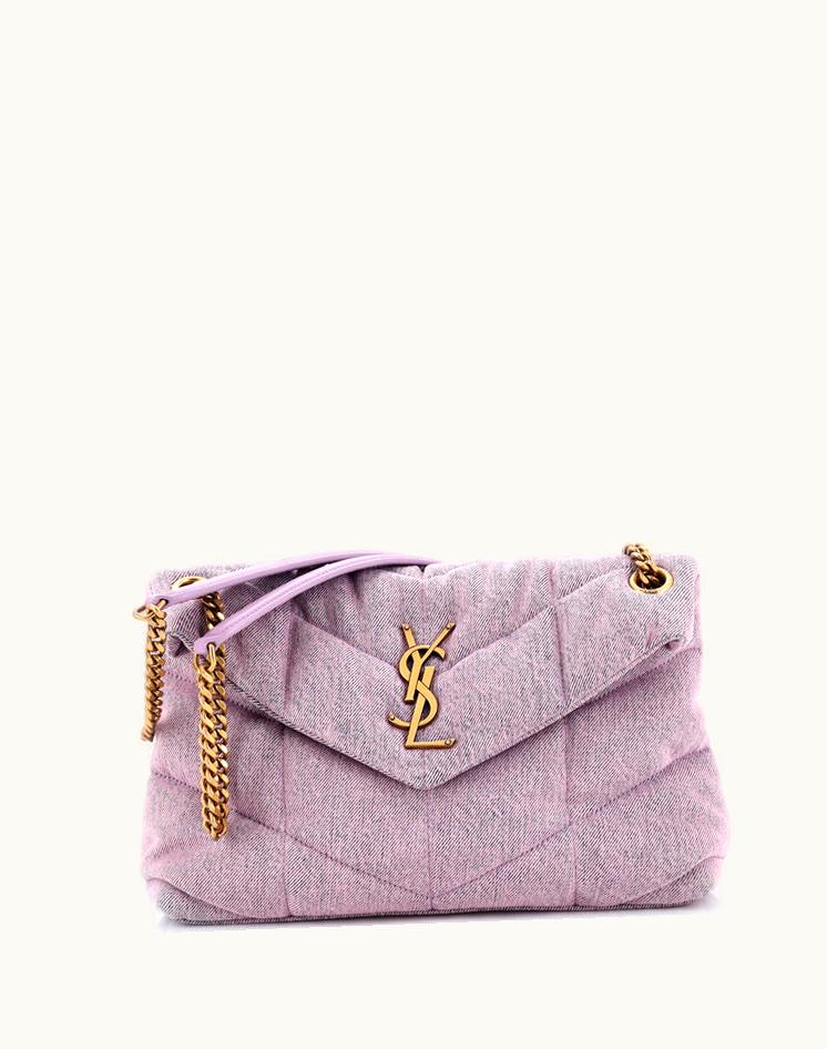 Saint Laurent Saint Laurent Loulou Puffer Shoulder Bag Quilted Vintage Denim Small in Pink