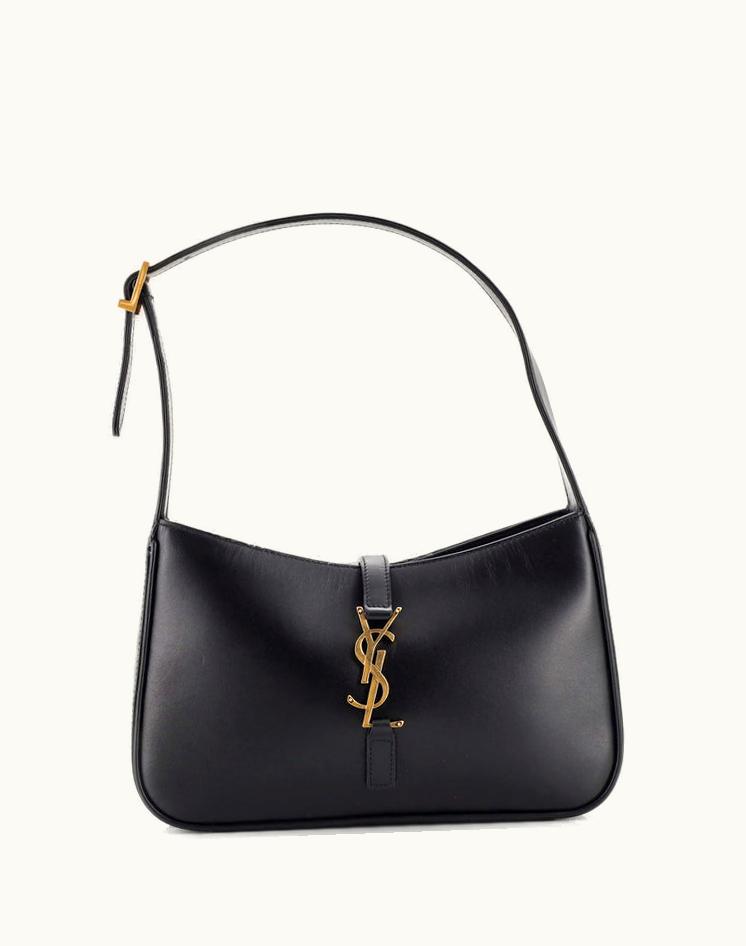 Saint Laurent Saint Laurent Le 5 A 7 Hobo Leather Small Black Gold