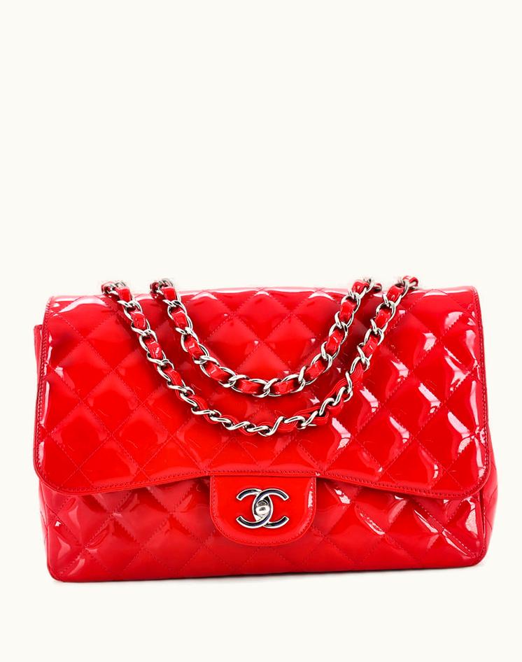 Chanel Chanel Vintage Classic Single Flap Bag Quilted Patent Jumbo
