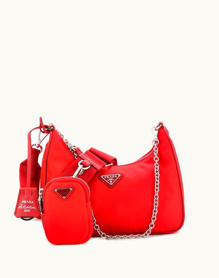 Prada Prada Re-Edition 2005 Shoulder Bag Tessuto Small Red