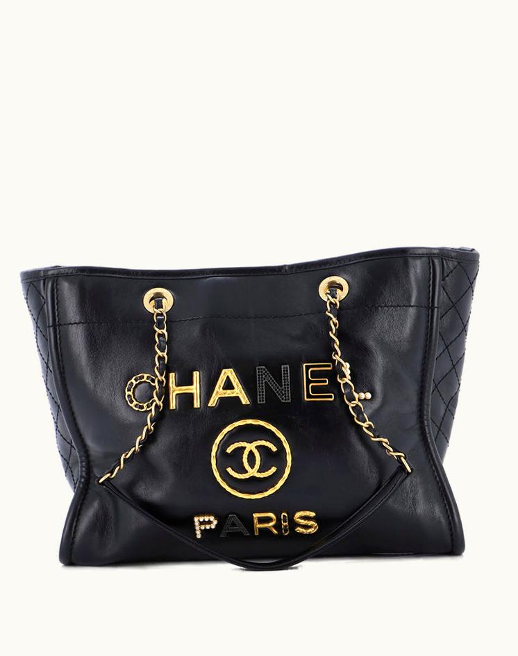 Chanel Chanel Deauville Tote Embellished Shiny Calfskin Small