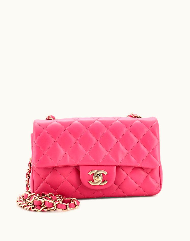 Chanel Chanel Classic Single Flap Bag Quilted Lambskin Mini Pink Gold