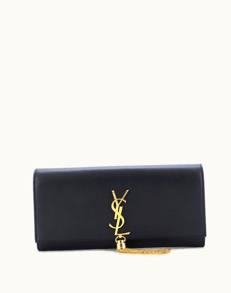 Saint Laurent Saint Laurent Classic Monogram Tassel Clutch Leather Long