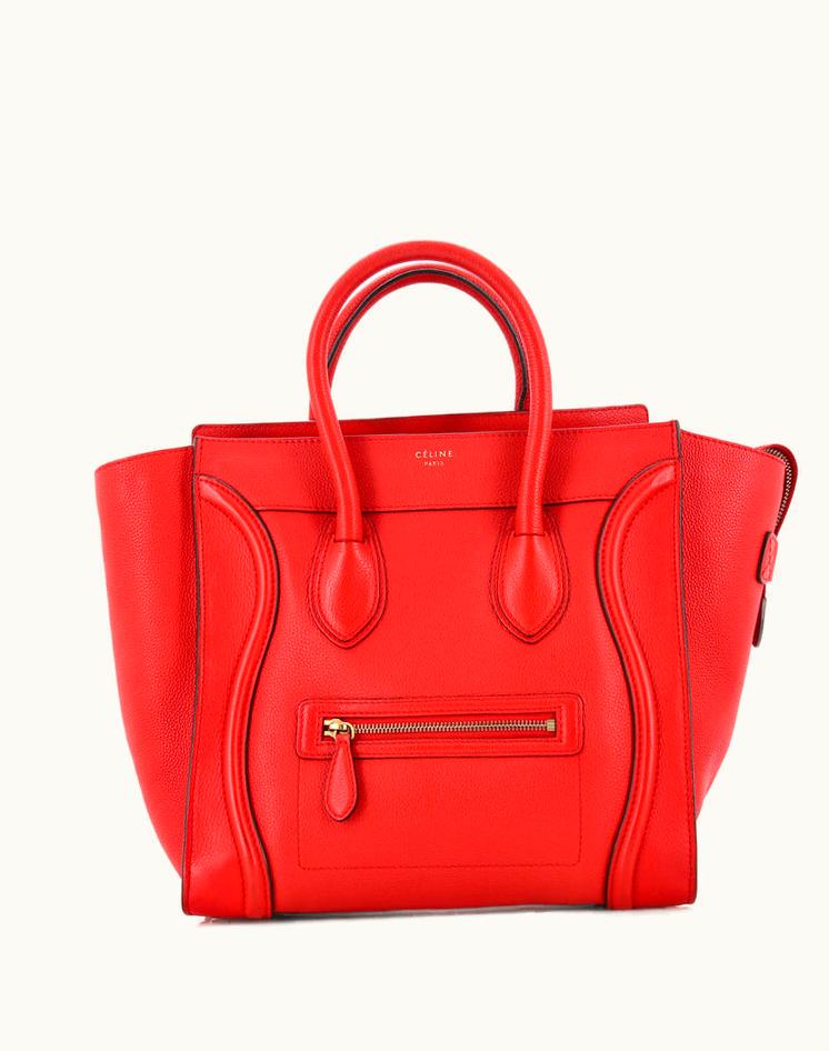 Celine Celine Luggage Bag Grainy Leather Mini Red Luxury Tote
