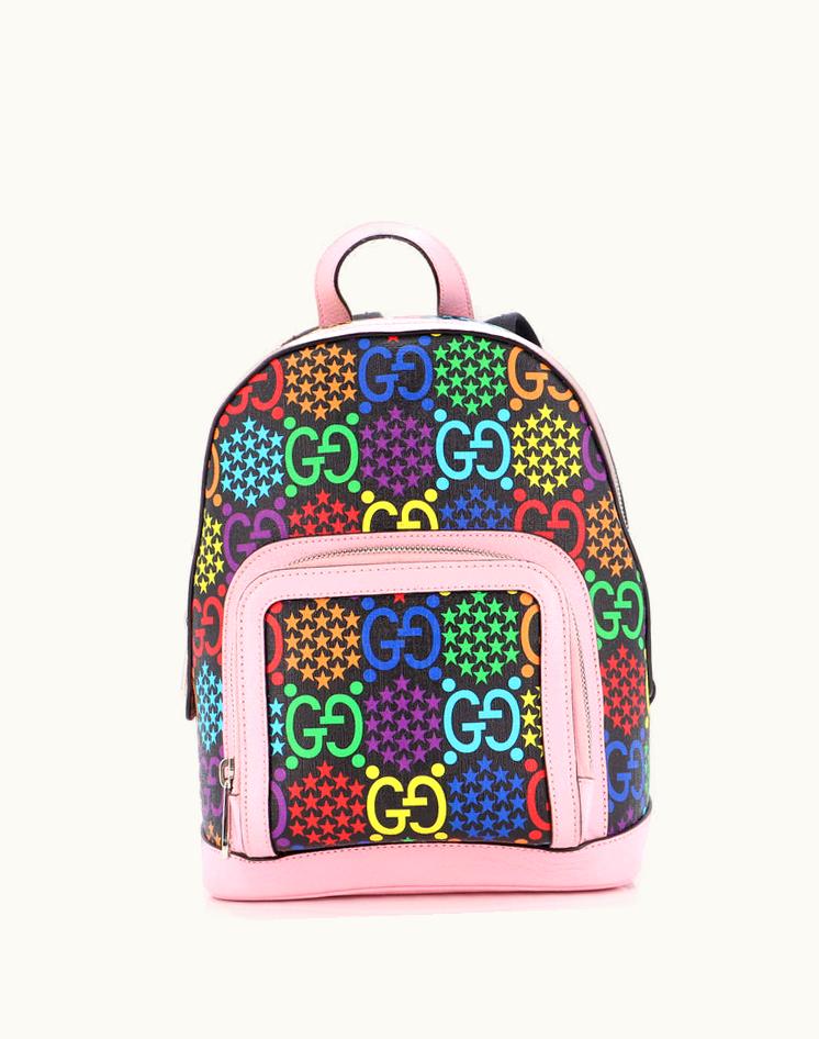 Gucci Gucci Zip Pocket Backpack Psychedelic Print GG Coated Canvas Small