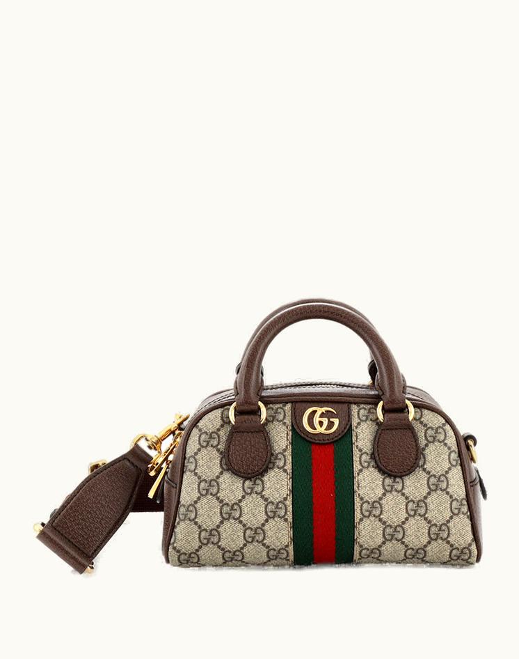 Gucci Gucci Ophidia Convertible Boston Top Handle Bag GG Coated Canvas Mini