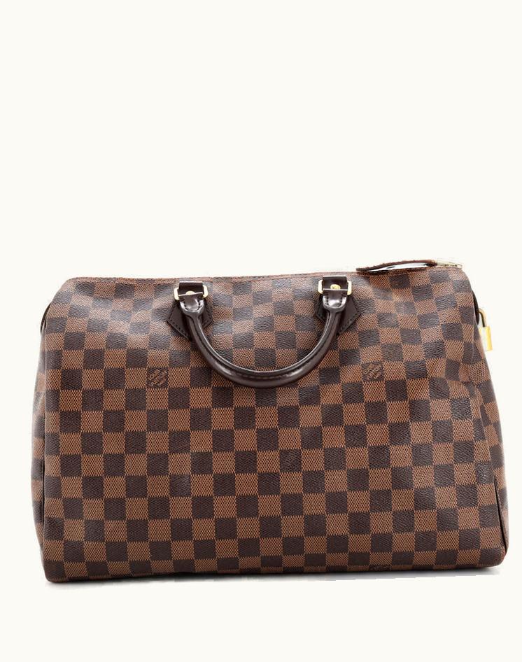 Louis Vuitton Louis Vuitton Speedy Handbag Damier 35 Brown Red Gold