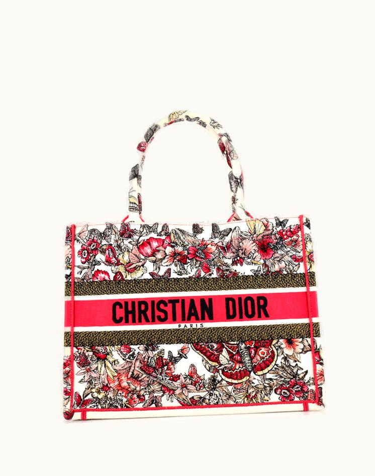 Dior Dior Embroidered Canvas Book Tote Medium Pink