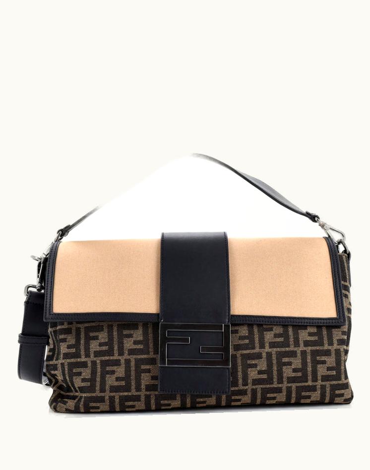 Fendi Fendi Baguette Convertible Belt Bag Zucca Canvas With Canvas And Leather Large