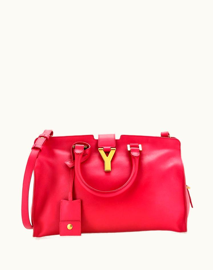 Saint Laurent Saint Laurent Classic Y Cabas Leather Small Tote Pink Gold