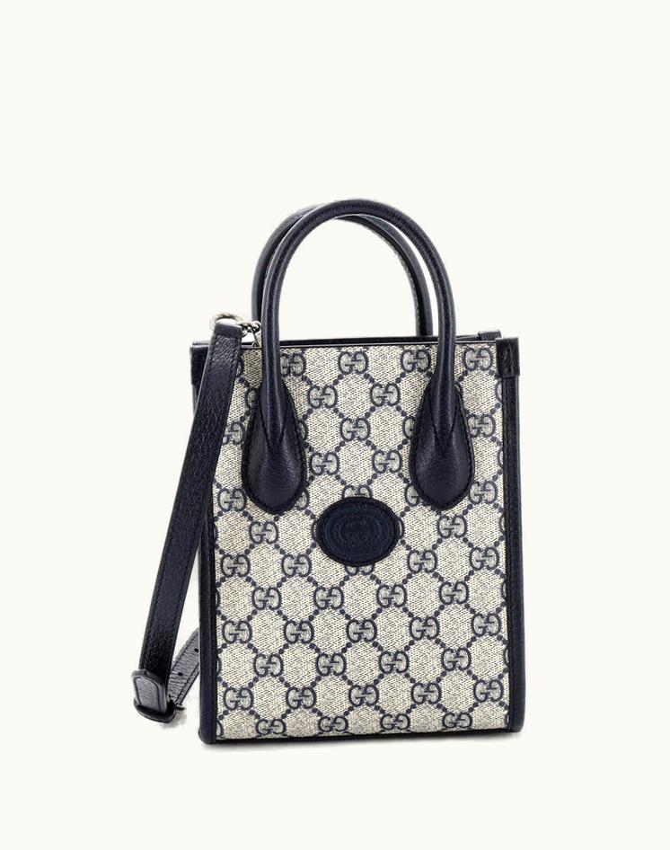 Gucci Gucci Interlocking G Patch Tote GG Coated Canvas Mini Blue