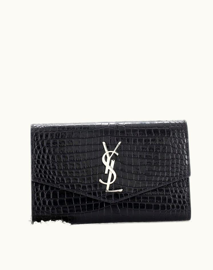 Saint Laurent Saint Laurent Uptown Chain Wallet Crocodile Embossed Leather