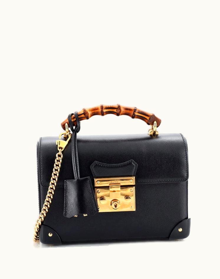 Gucci Gucci Padlock Bamboo Shoulder Bag Leather Small