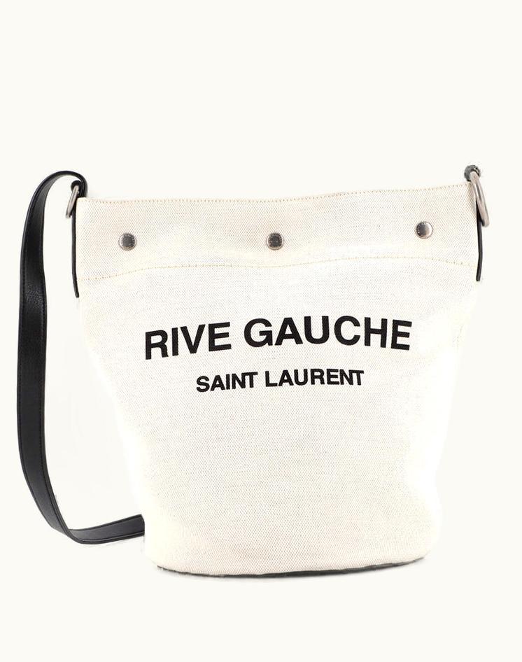Saint Laurent Saint Laurent Rive Gauche Bucket Bag Canvas Neutral