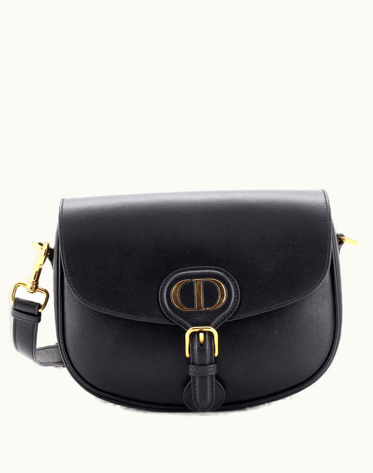 Dior Christian Dior Bobby Flap Bag Leather Medium Black Aged Gold