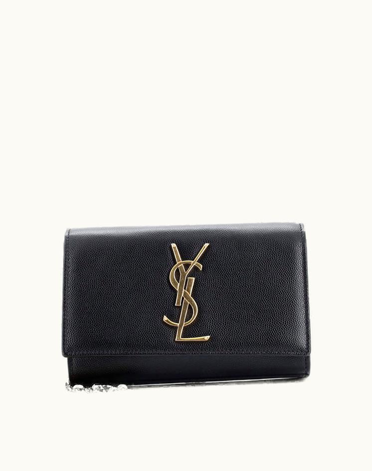 Saint Laurent Saint Laurent Classic Monogram Crossbody Bag Grainy Leather Small Black Gold
