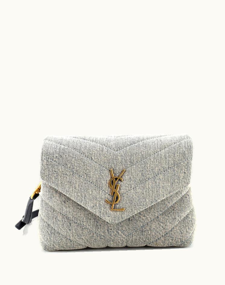 Saint Laurent Saint Laurent Loulou Shoulder Bag Matelasse Chevron Denim Toy Blue