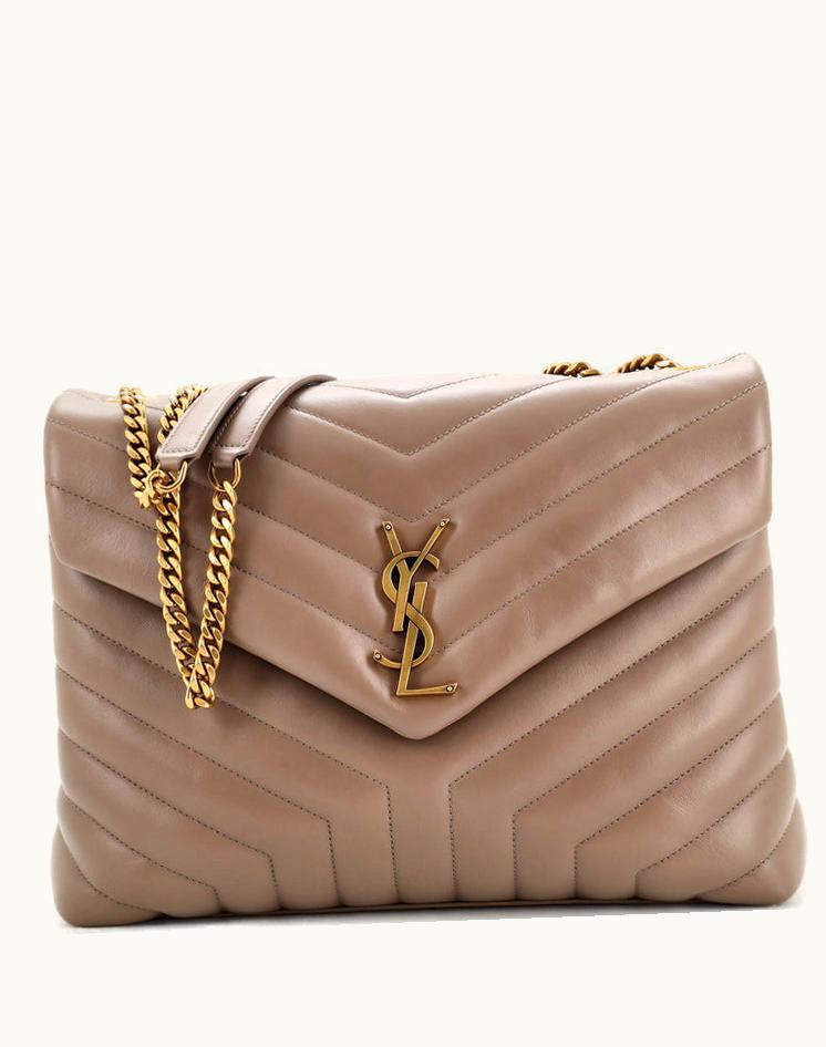Saint Laurent Saint Laurent Loulou Shoulder Bag Matelasse Chevron Leather Medium in Neutral